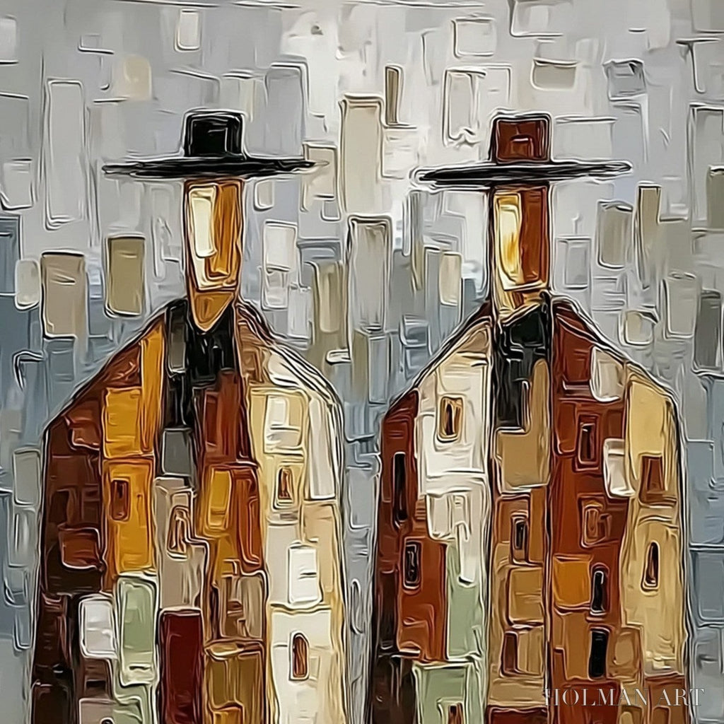 HOLMAN ART Urban Companions – Textured Abstract Figurative Impasto Painting - image 3