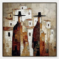 HOLMAN ART Pueblo Vigilantes Textured Abstract Cityscape Oil Painting - image 1