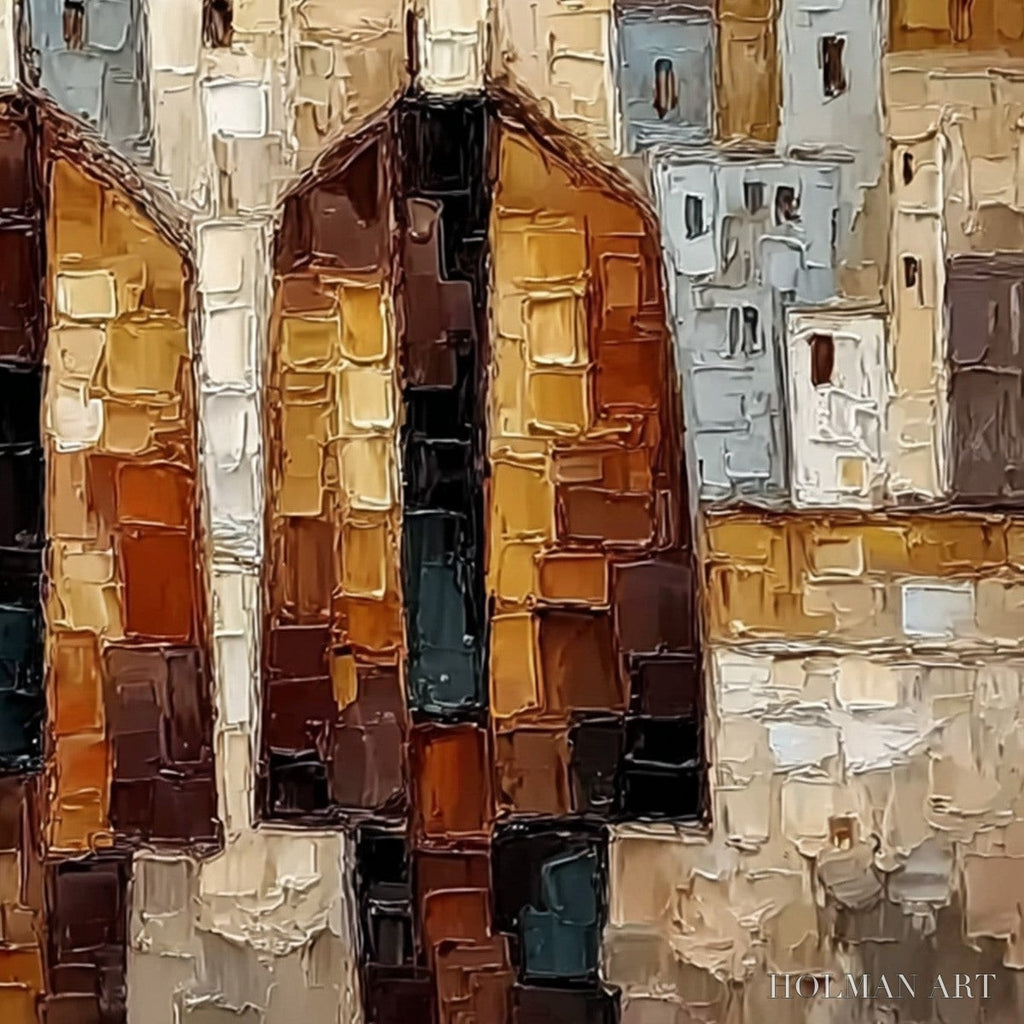 HOLMAN ART Urban Companions – Textured Figurative Cityscape Palette Knife Painting - image 3