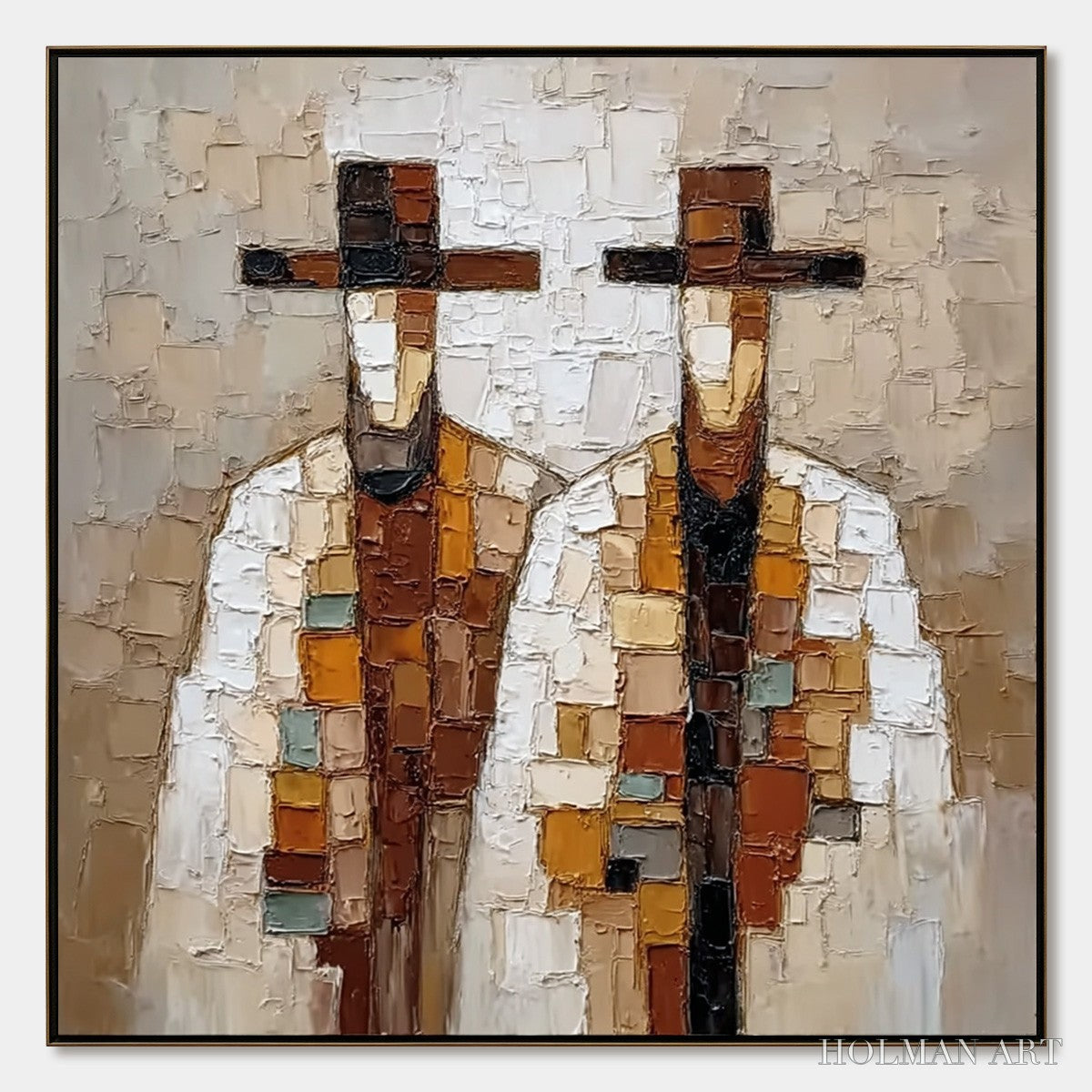 HOLMAN ART Kindred Spirits – Textured Abstract Figurative Impasto Painting - image 1