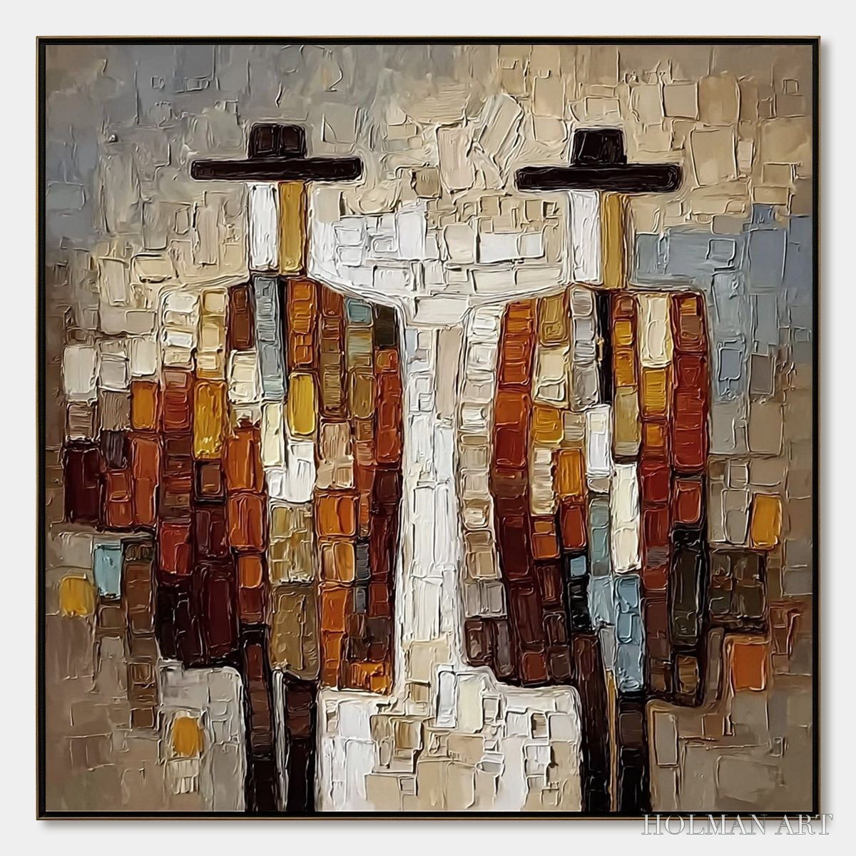 HOLMAN ART Companions – Textured Impasto Abstract Figurative - image 1