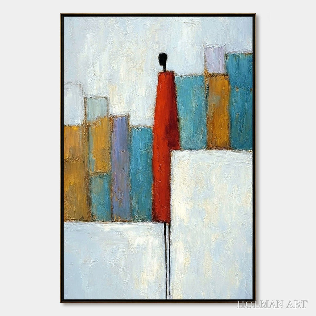HOLMAN ART the Observer – Colorful Abstract Figurative Cityscape Painting - image 1
