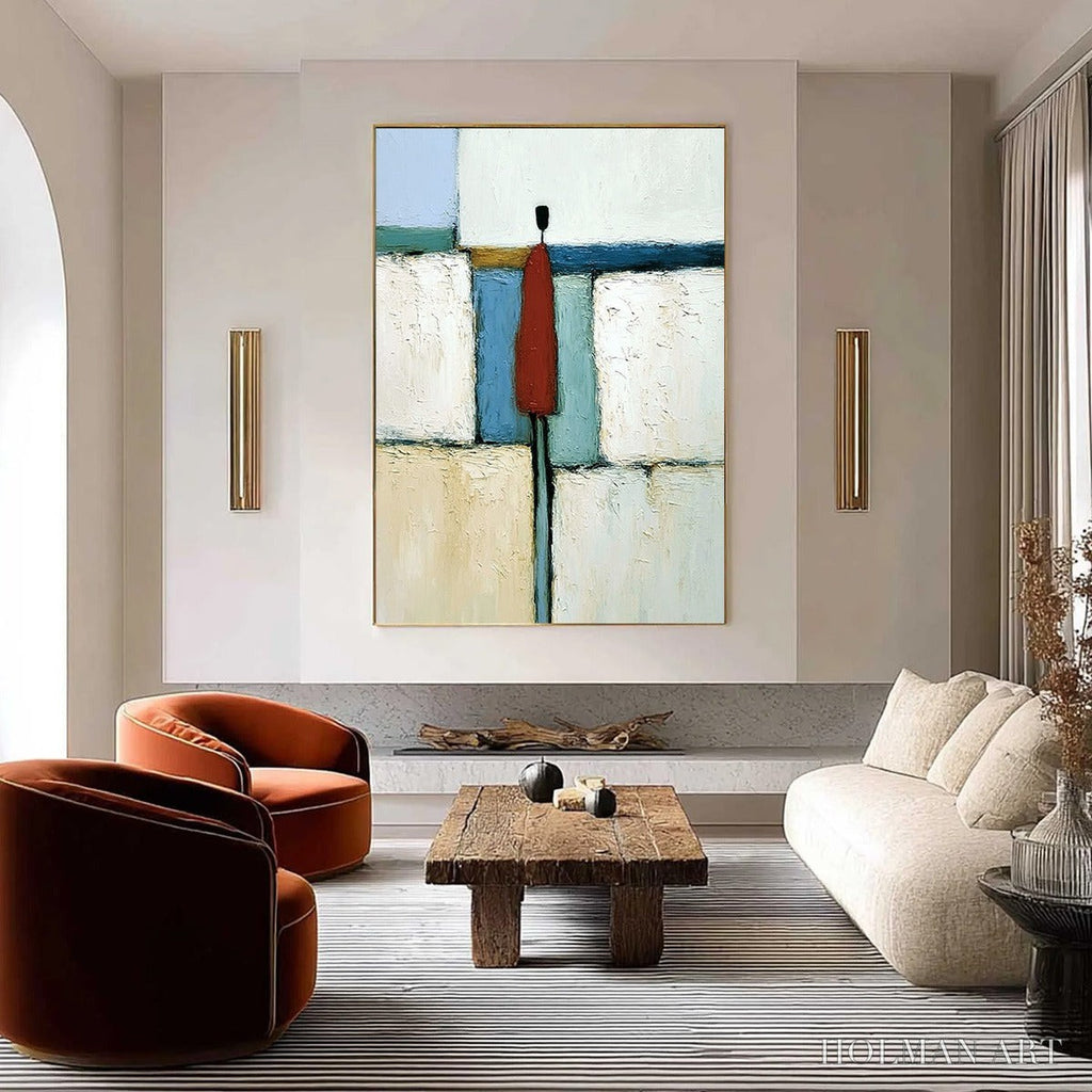 HOLMAN ART the Visitor – Textured Abstract Figurative Painting for Modern Decor - image 4