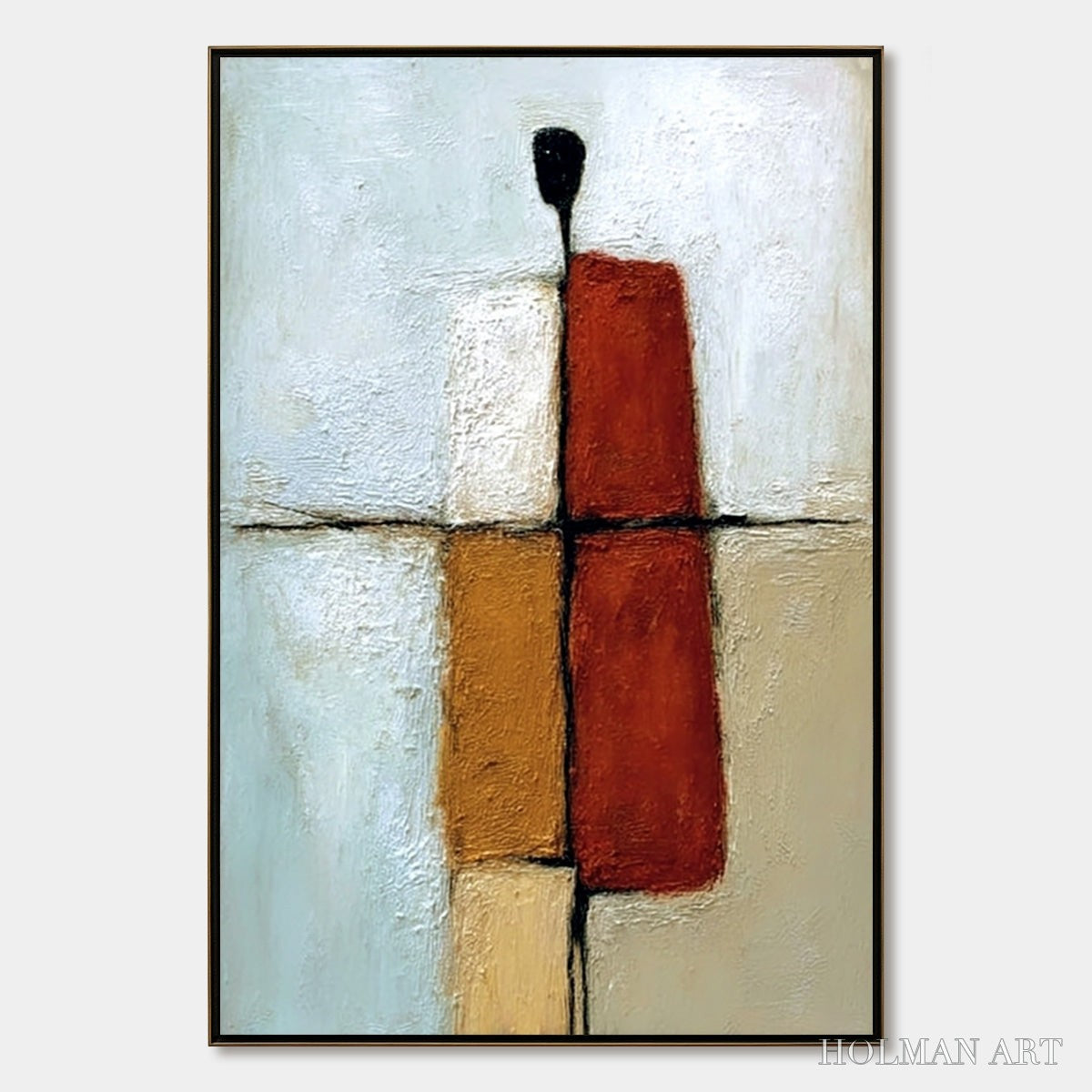 HOLMAN ART Convergence – Vertical Abstract Figurative Textured Oil Painting - image 1