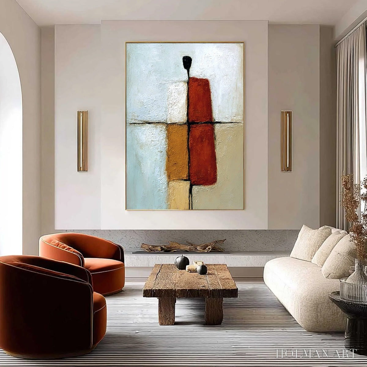 HOLMAN ART Convergence – Vertical Abstract Figurative Textured Oil Painting - image 4