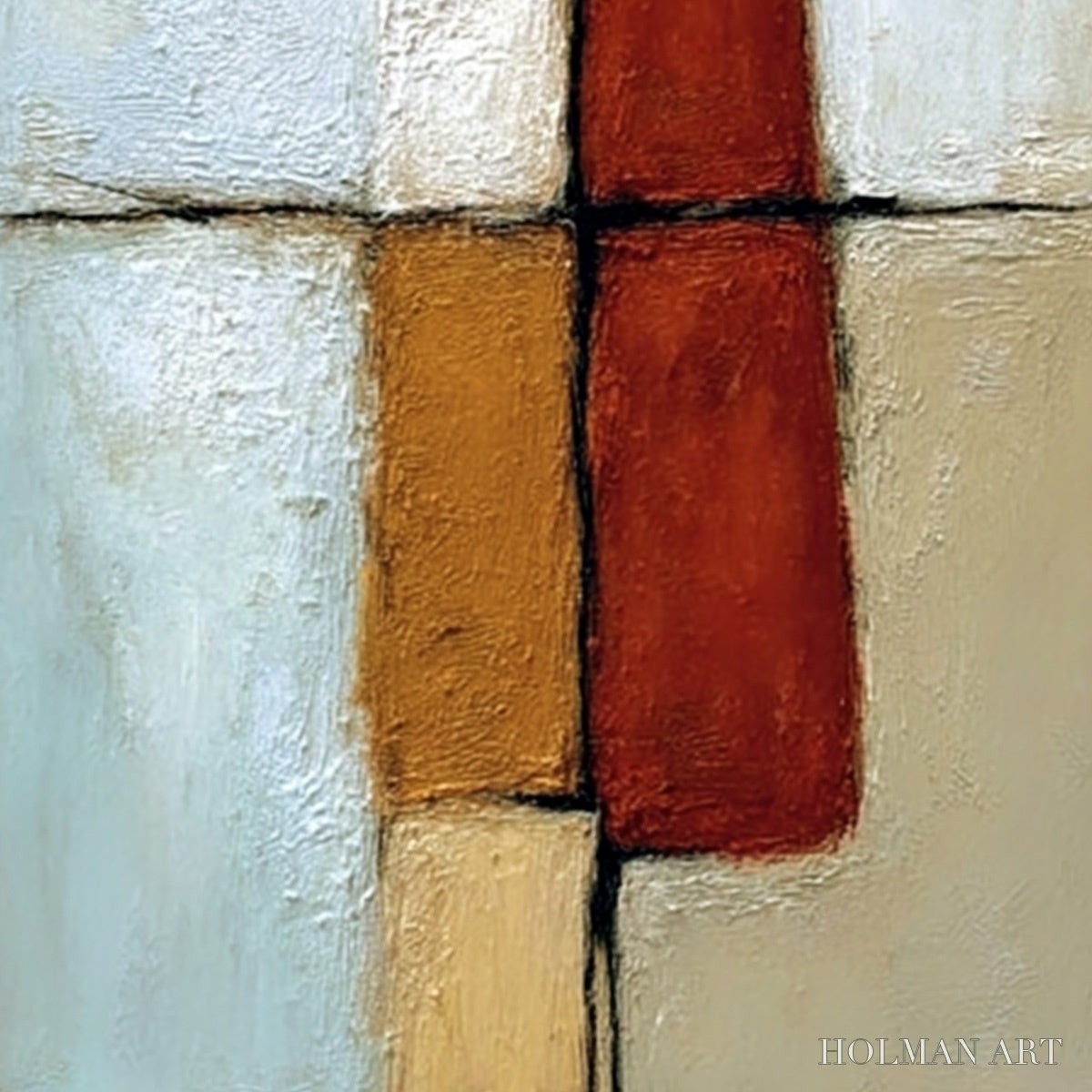 HOLMAN ART Convergence – Vertical Abstract Figurative Textured Oil Painting - image 5