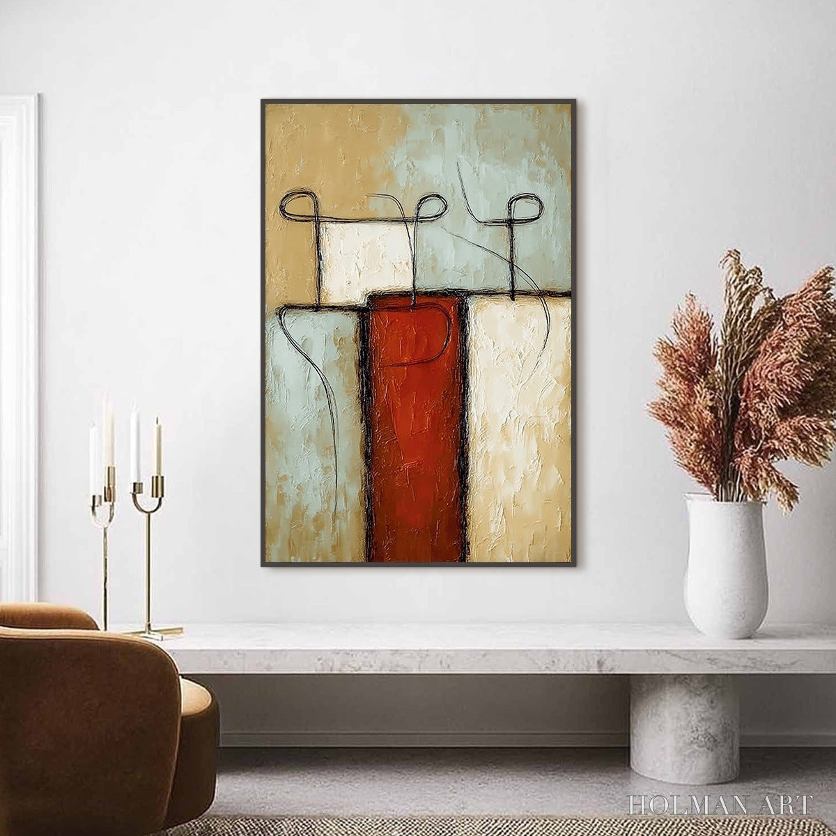 HOLMAN ART Connection – Textured Minimalist Abstract Figurative Painting - image 2