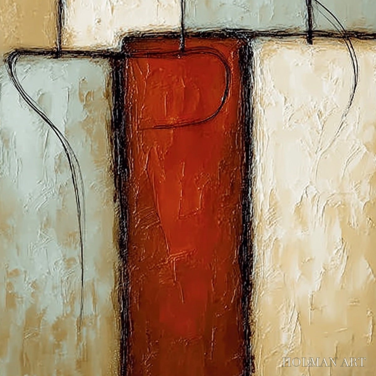 HOLMAN ART Connection – Textured Minimalist Abstract Figurative Painting - image 5