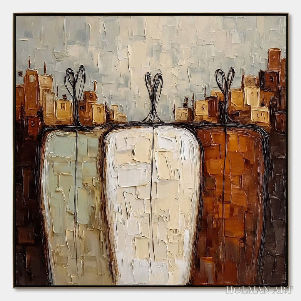 HOLMAN ART Together – Textured Impasto Abstract Figurative Painting - image 1