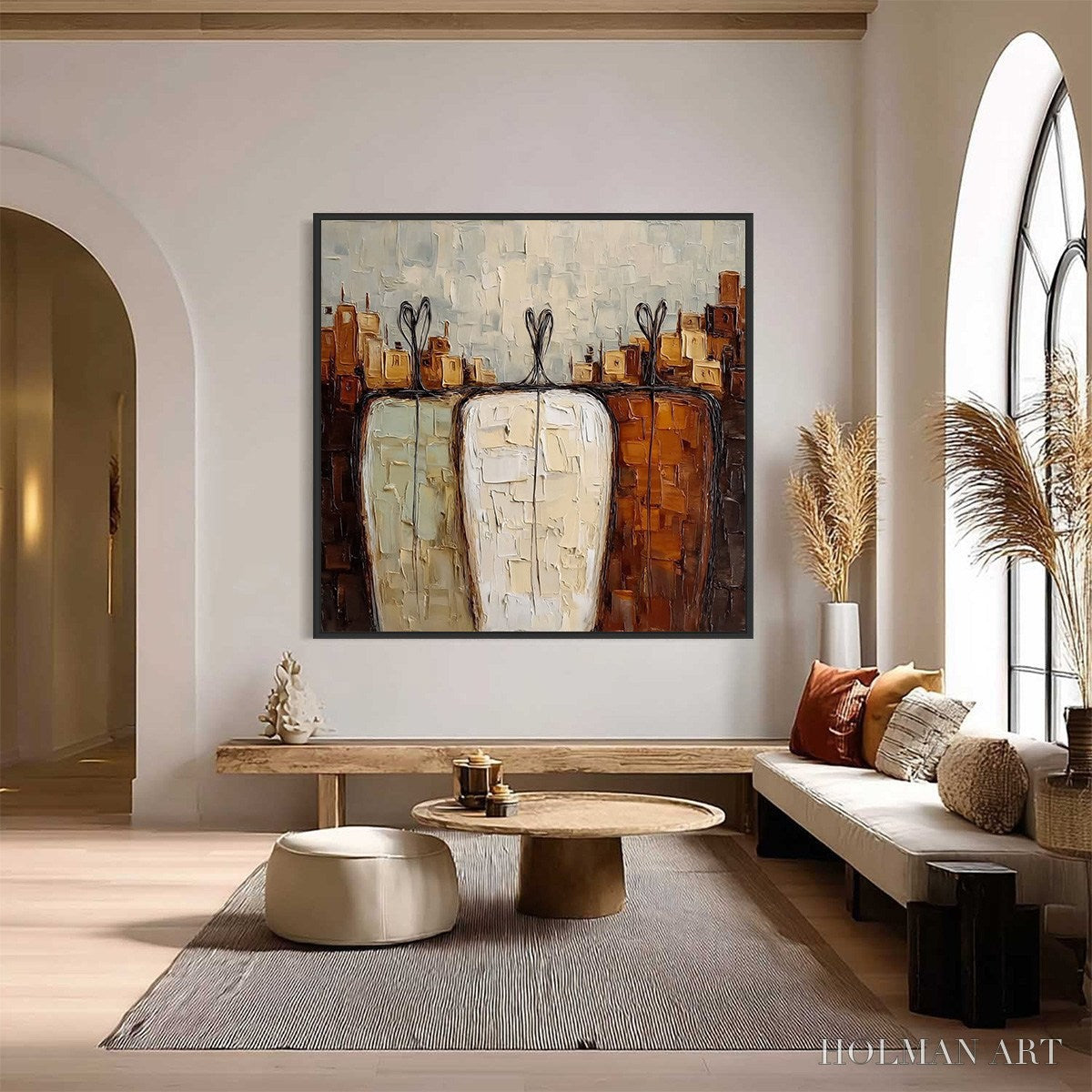 HOLMAN ART Together – Textured Impasto Abstract Figurative Painting - image 2