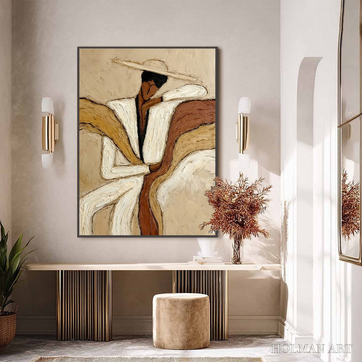 HOLMAN ART Repose – Textured Abstract Figure Painting in Neutral Tones - image 2