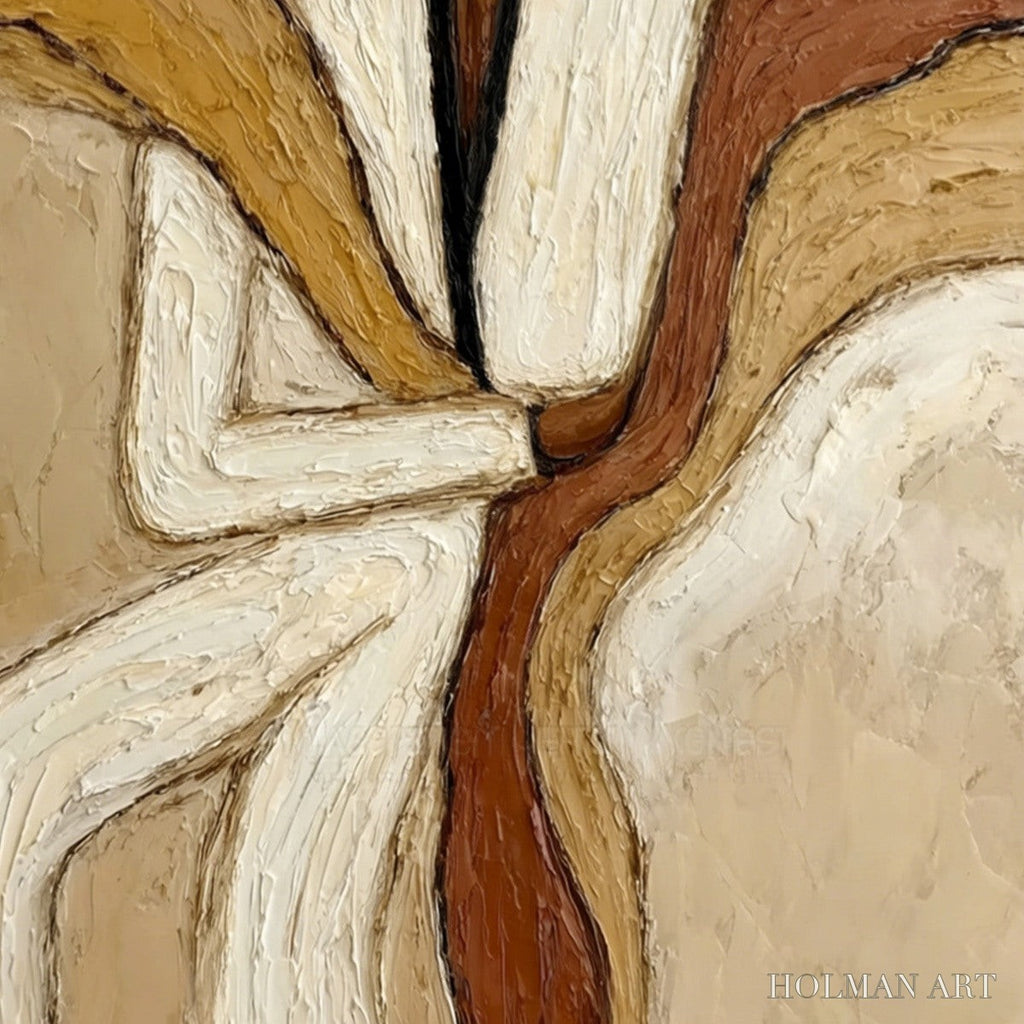 HOLMAN ART Repose – Textured Abstract Figure Painting in Neutral Tones - image 3
