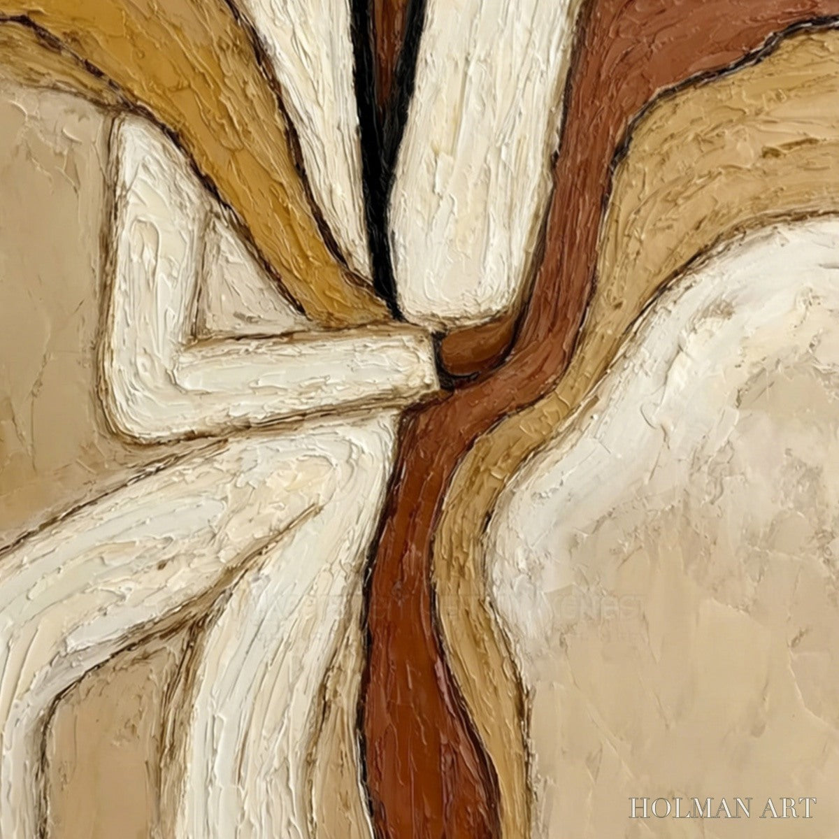 HOLMAN ART Repose – Textured Abstract Figure Painting in Neutral Tones - image 3