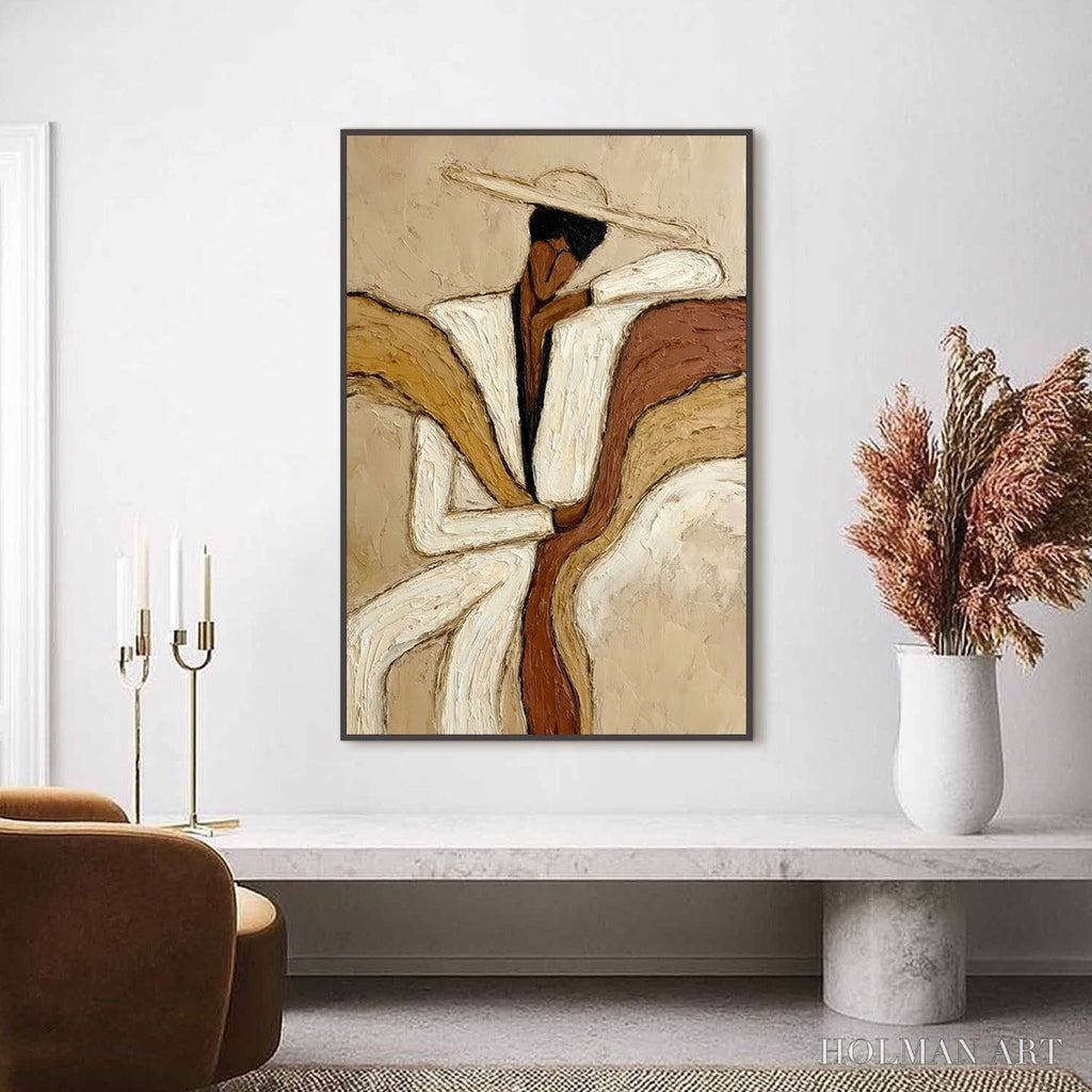 HOLMAN ART Repose – Textured Abstract Figure Painting in Neutral Tones - image 4