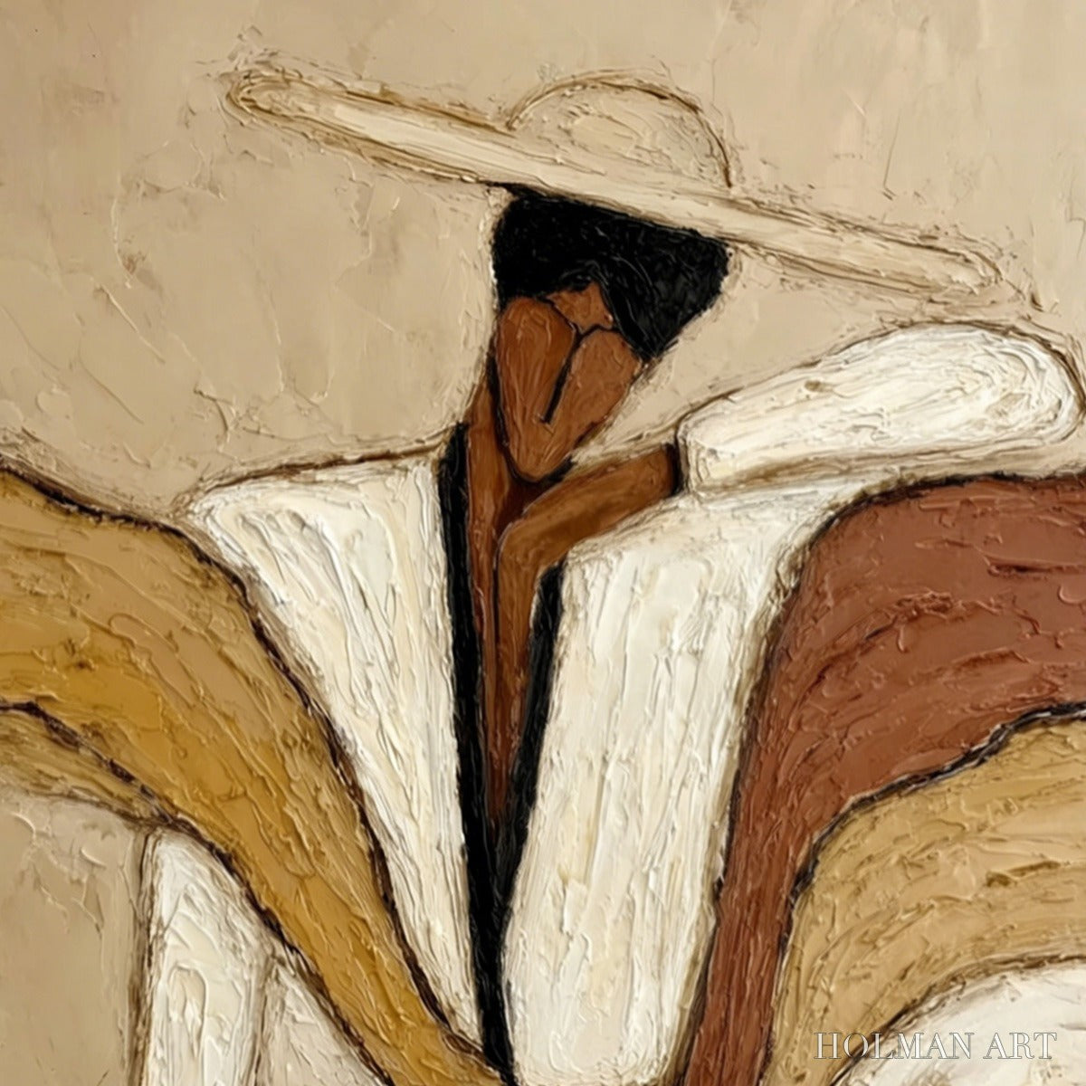 HOLMAN ART Repose – Textured Abstract Figure Painting in Neutral Tones - image 5