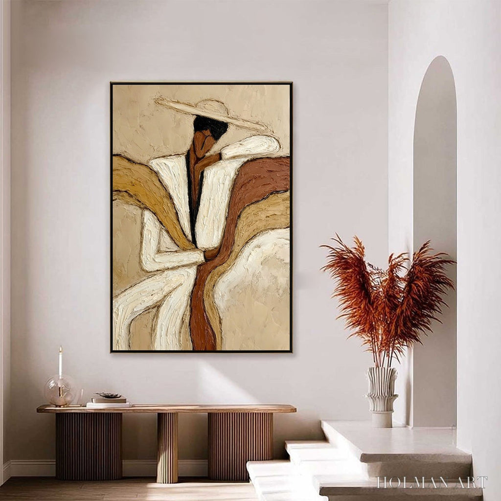 HOLMAN ART Repose – Textured Abstract Figure Painting in Neutral Tones - image 6