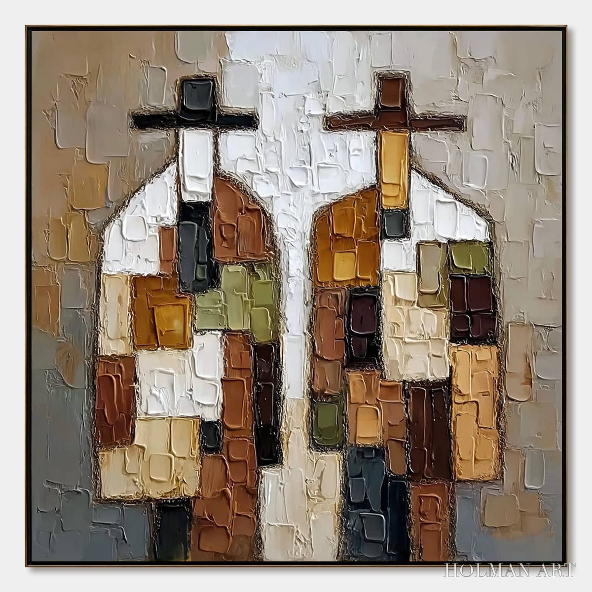 HOLMAN ART Companions – Textured Abstract Figurative Impasto Painting - image 1