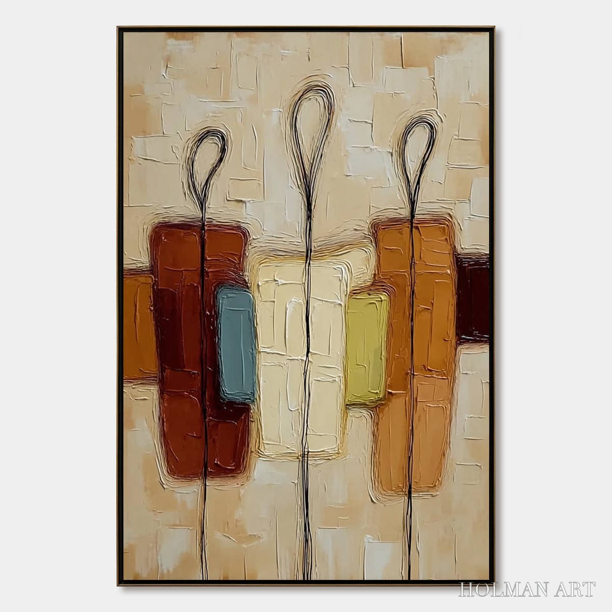 HOLMAN ART Kinship – Textured Abstract Figurative Painting of Three People - image 1