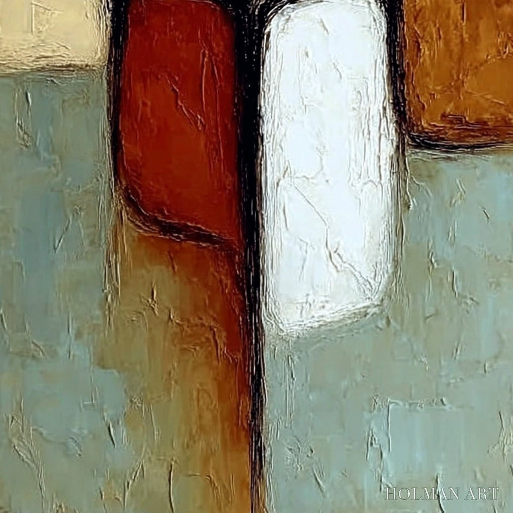 HOLMAN ART Gathering – Textured Wabi Sabi Abstract Figurative Painting - image 5