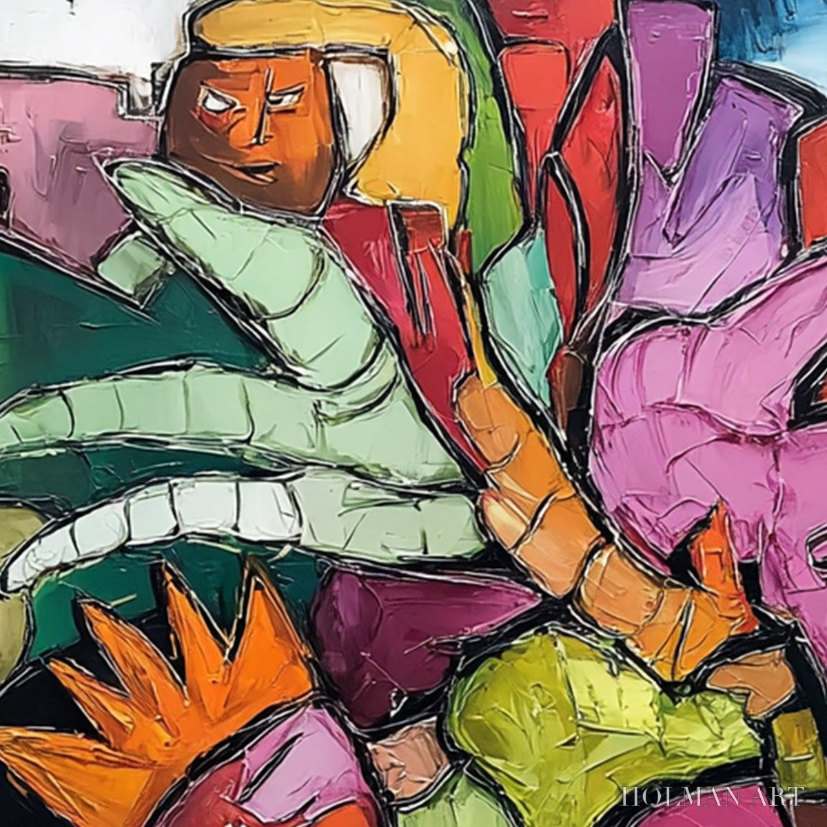 HOLMAN ART Urban Mosaic – Colorful Abstract Figurative Crowd Painting - image 3