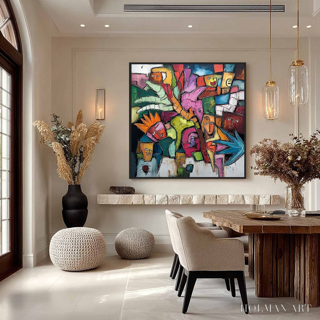 HOLMAN ART Urban Mosaic – Colorful Abstract Figurative Crowd Painting - image 4