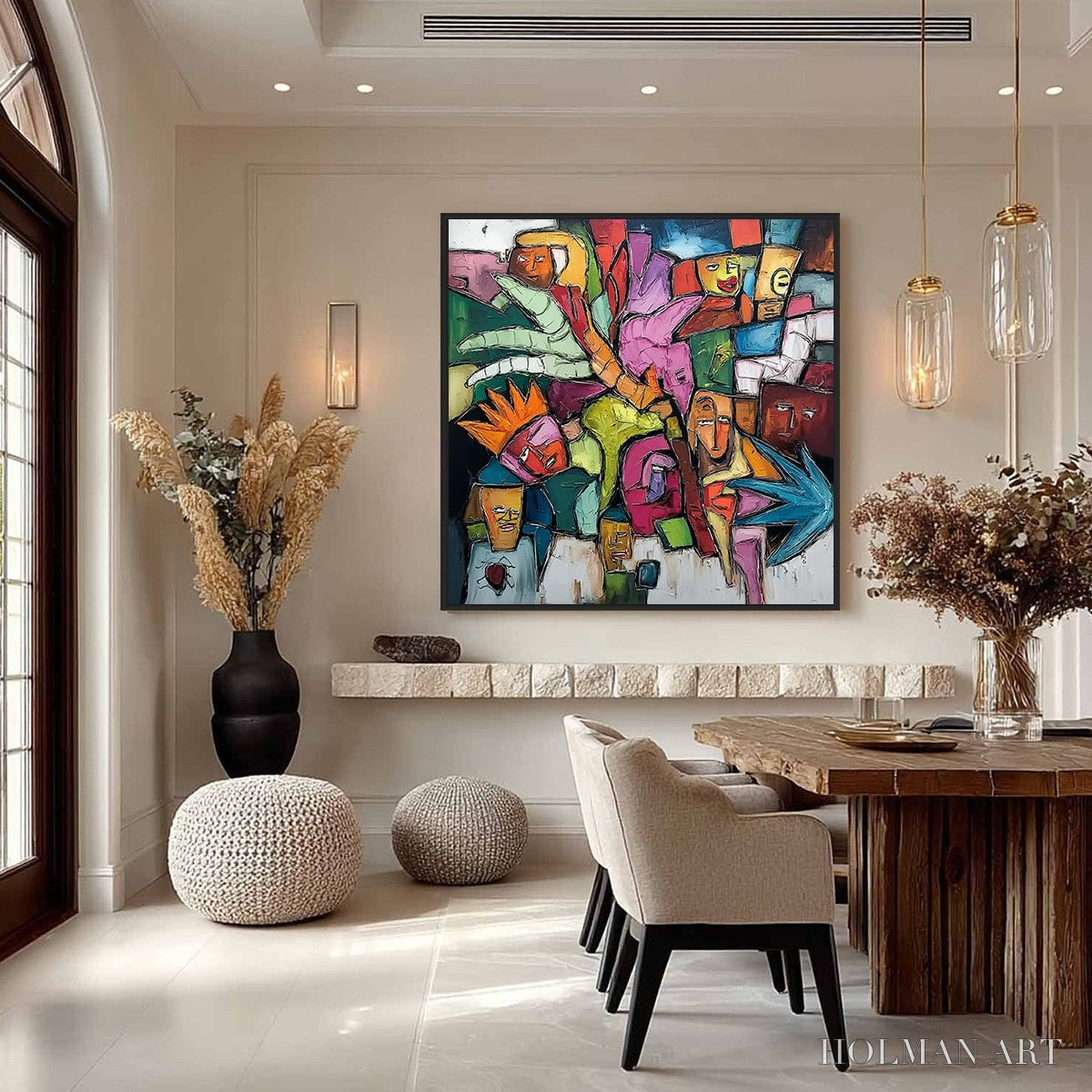 HOLMAN ART Urban Mosaic – Colorful Abstract Figurative Crowd Painting - image 4