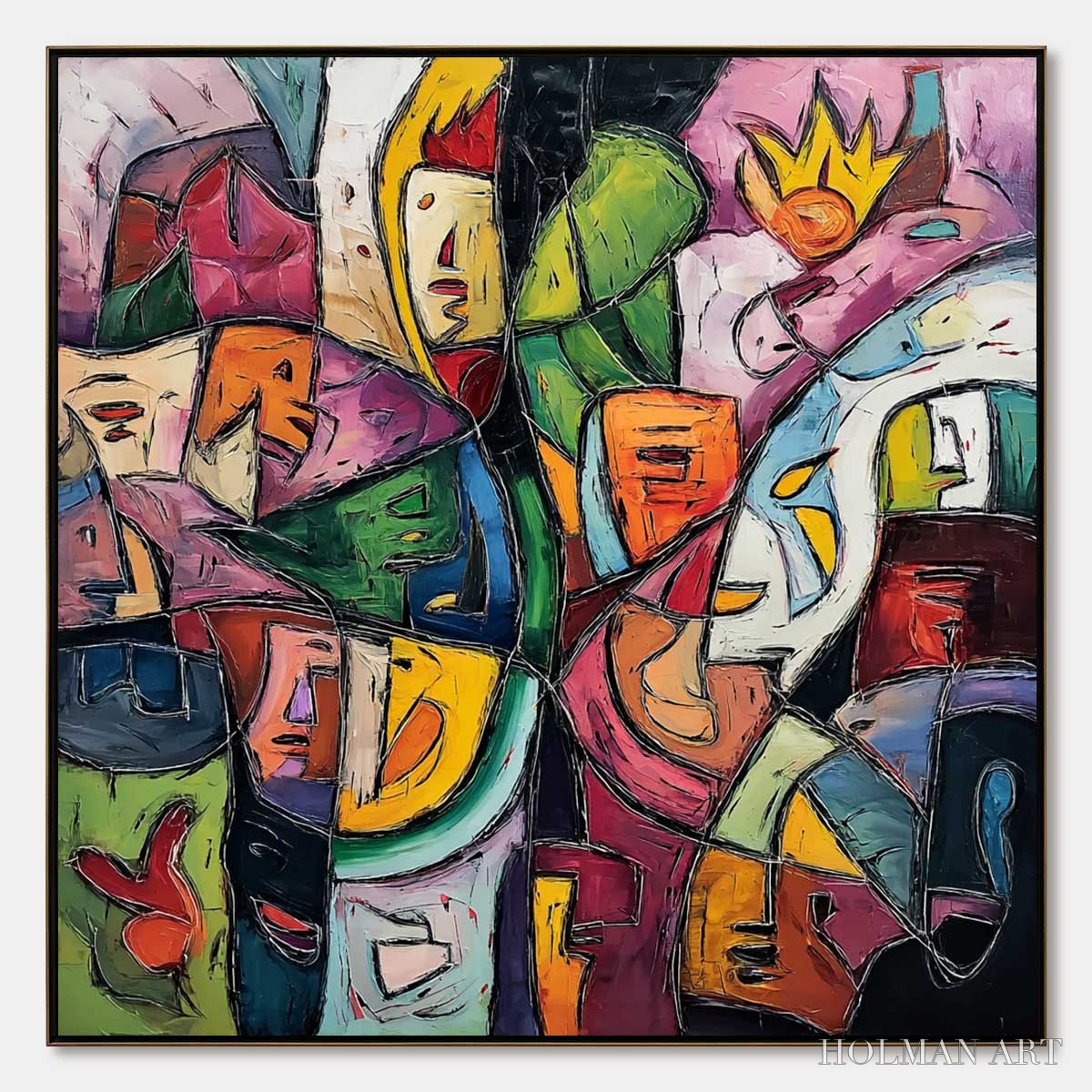 HOLMAN ART Carnival of Souls – Large Colorful Abstract Figurative - image 1