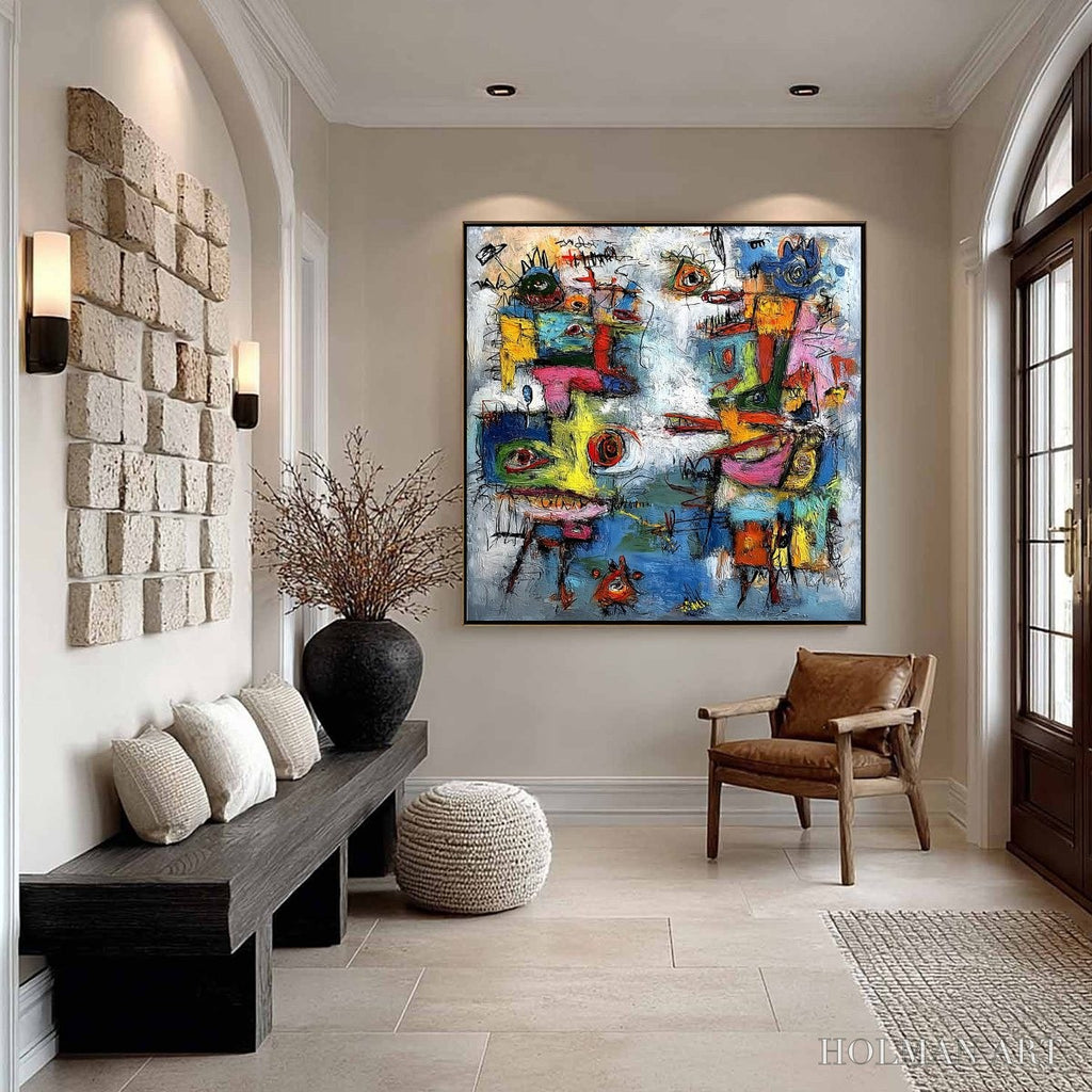 HOLMAN ART Confrontation – Vibrant Abstract Figurative Expressionist Painting - image 6