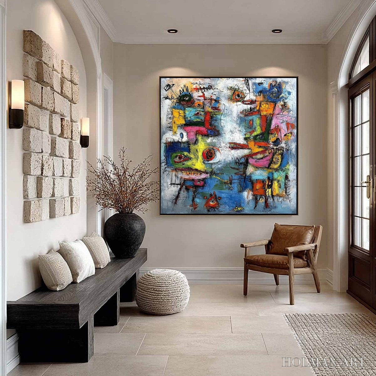 HOLMAN ART Confrontation – Vibrant Abstract Figurative Expressionist Painting - image 6