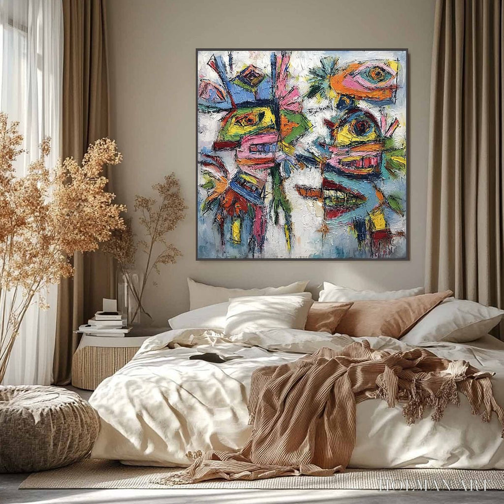 HOLMAN ART Conversation Pieces – Vibrant Textured Abstract Figurative Painting - image 2