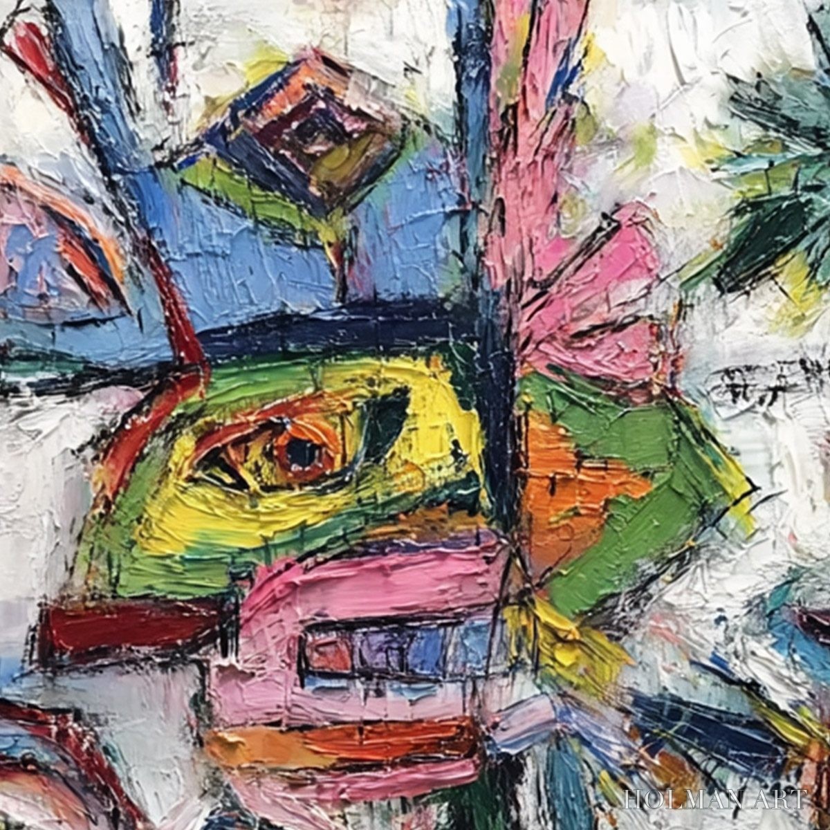 HOLMAN ART Conversation Pieces – Vibrant Textured Abstract Figurative Painting - image 3