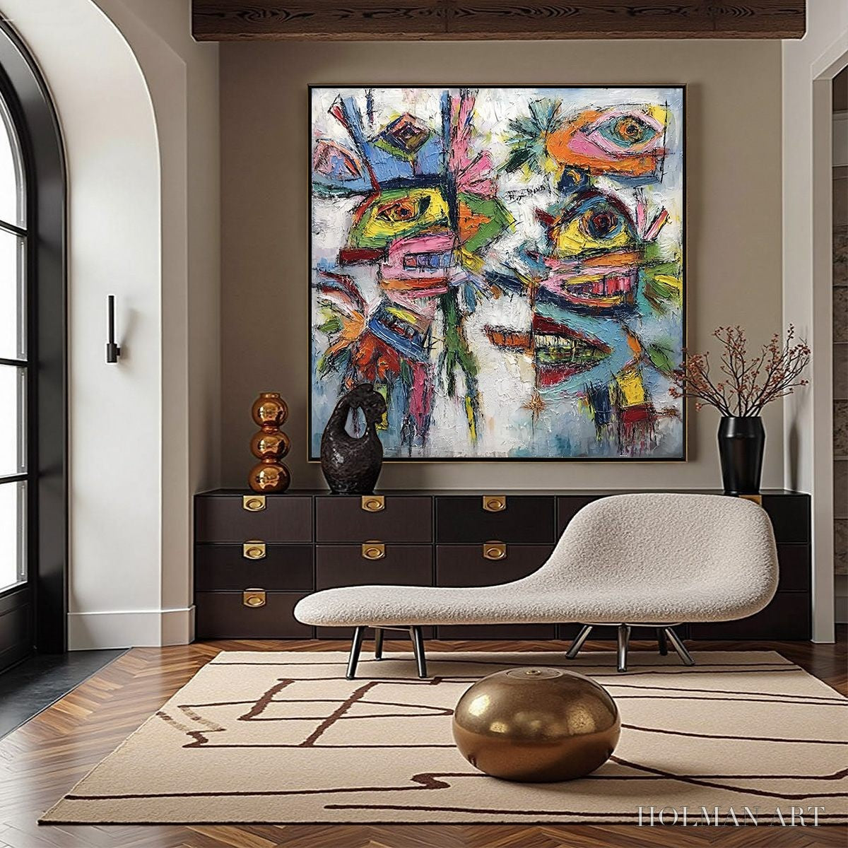 HOLMAN ART Conversation Pieces – Vibrant Textured Abstract Figurative Painting - image 4