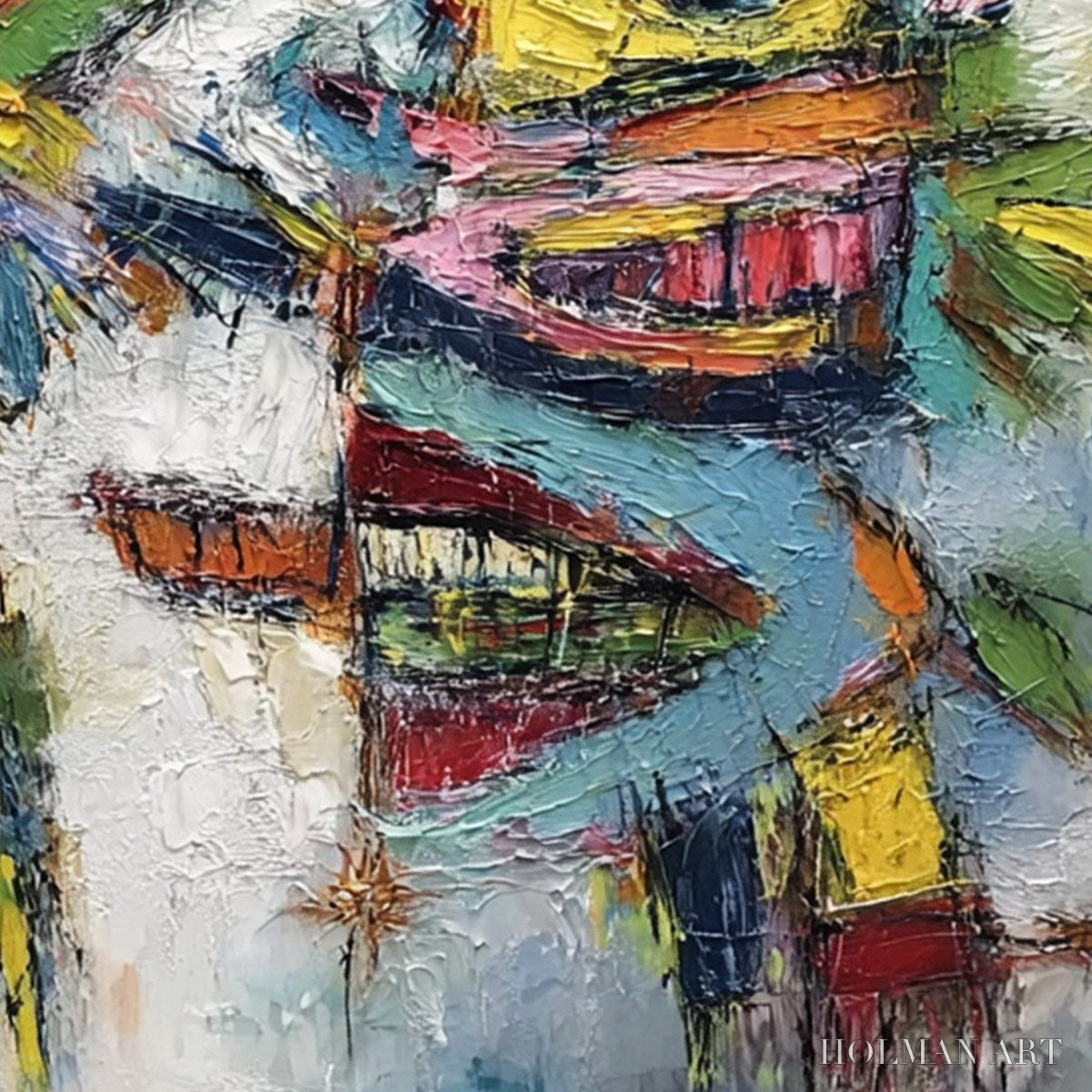 HOLMAN ART Conversation Pieces – Vibrant Textured Abstract Figurative Painting - image 5