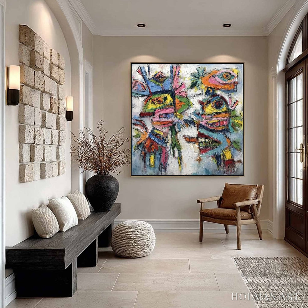 HOLMAN ART Conversation Pieces – Vibrant Textured Abstract Figurative Painting - image 6