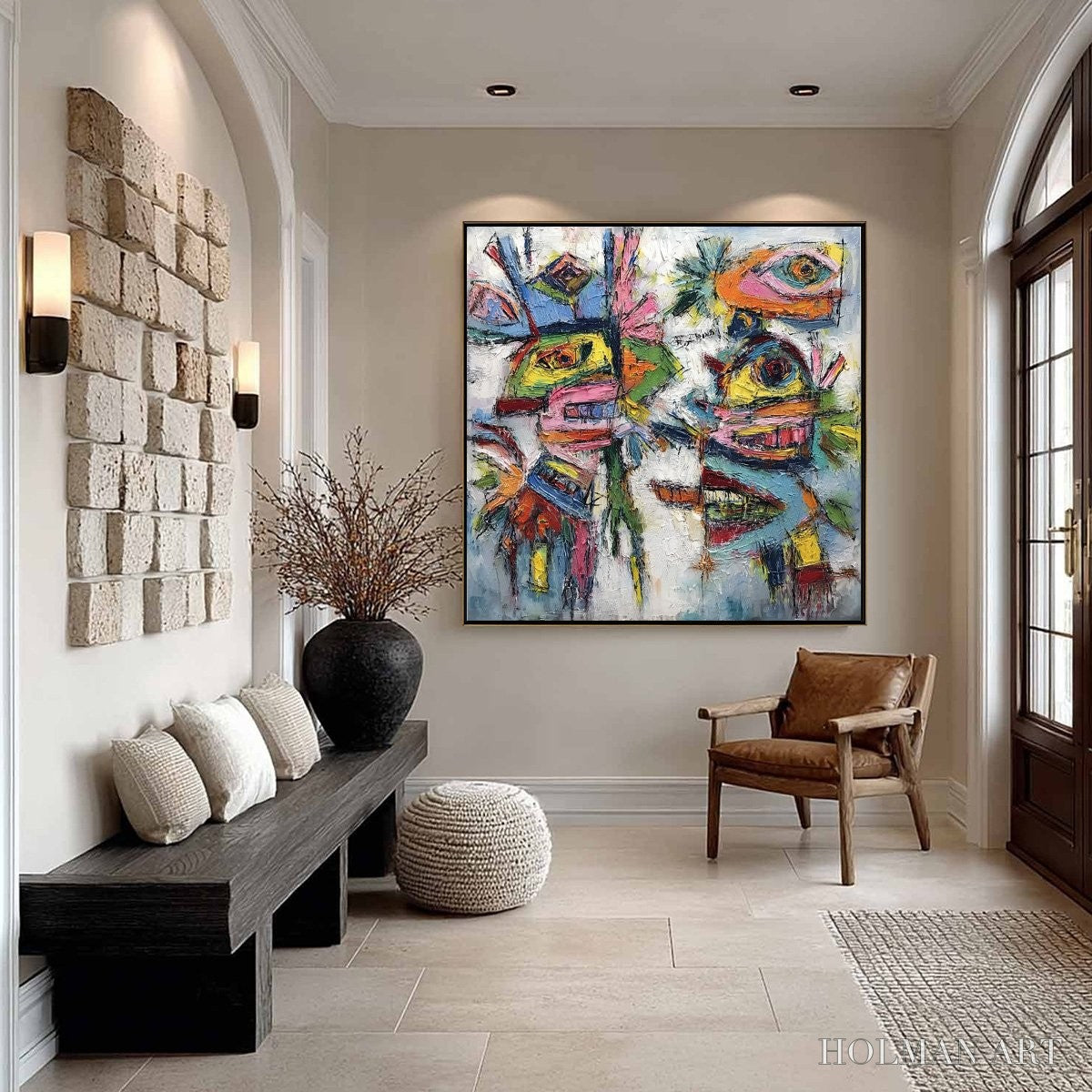 HOLMAN ART Conversation Pieces – Vibrant Textured Abstract Figurative Painting - image 6