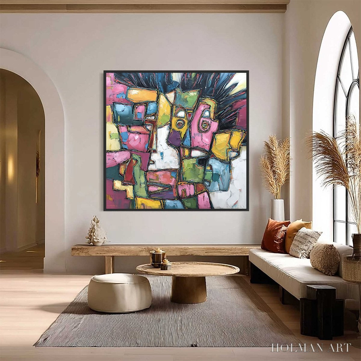 HOLMAN ART Conversations in Color – Large Colorful Abstract Impasto Figurative Painting - image 2