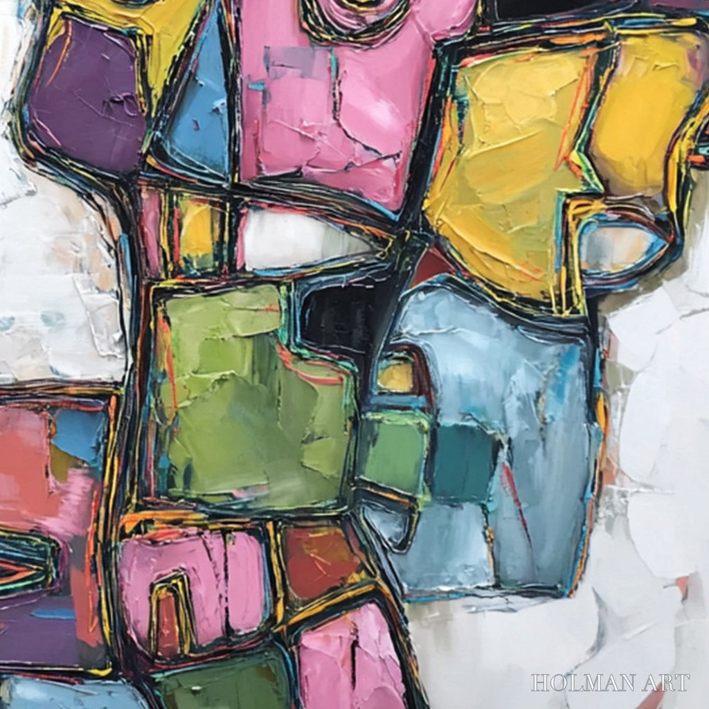 HOLMAN ART Conversations in Color – Large Colorful Abstract Impasto Figurative Painting - image 3