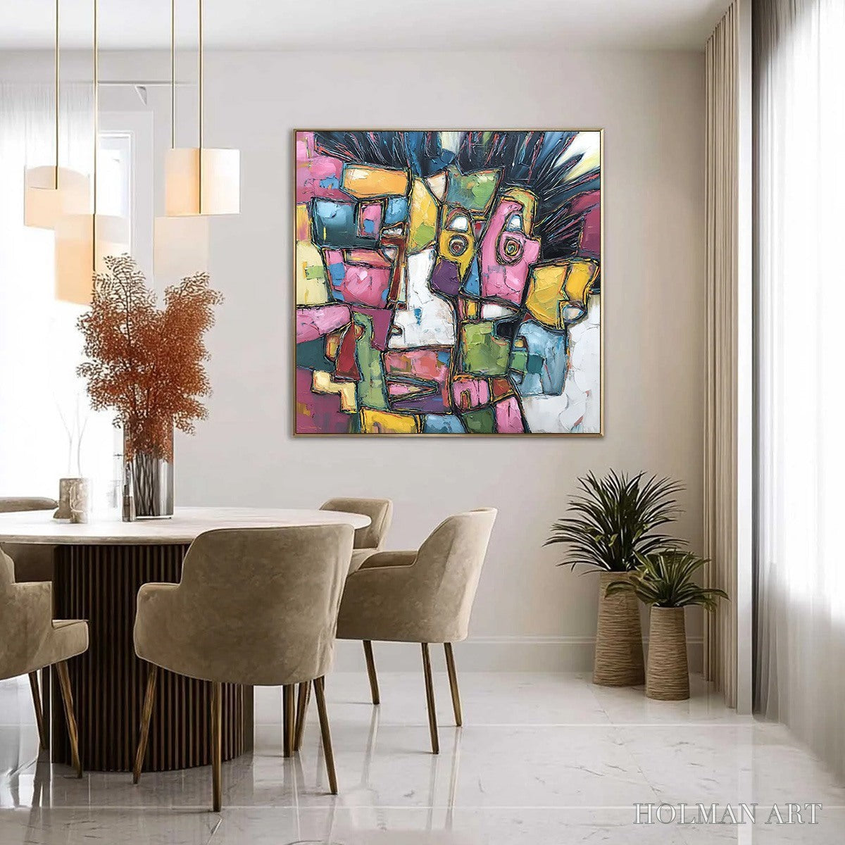 HOLMAN ART Conversations in Color – Large Colorful Abstract Impasto Figurative Painting - image 4