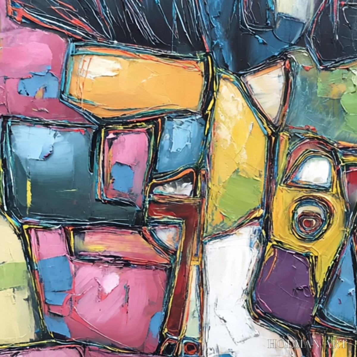 HOLMAN ART Conversations in Color – Large Colorful Abstract Impasto Figurative Painting - image 5