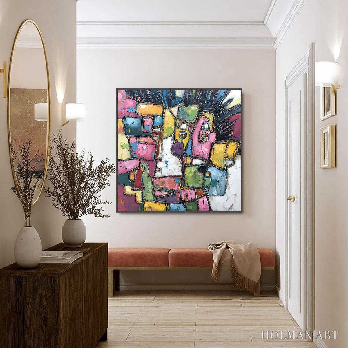 HOLMAN ART Conversations in Color – Large Colorful Abstract Impasto Figurative Painting - image 6