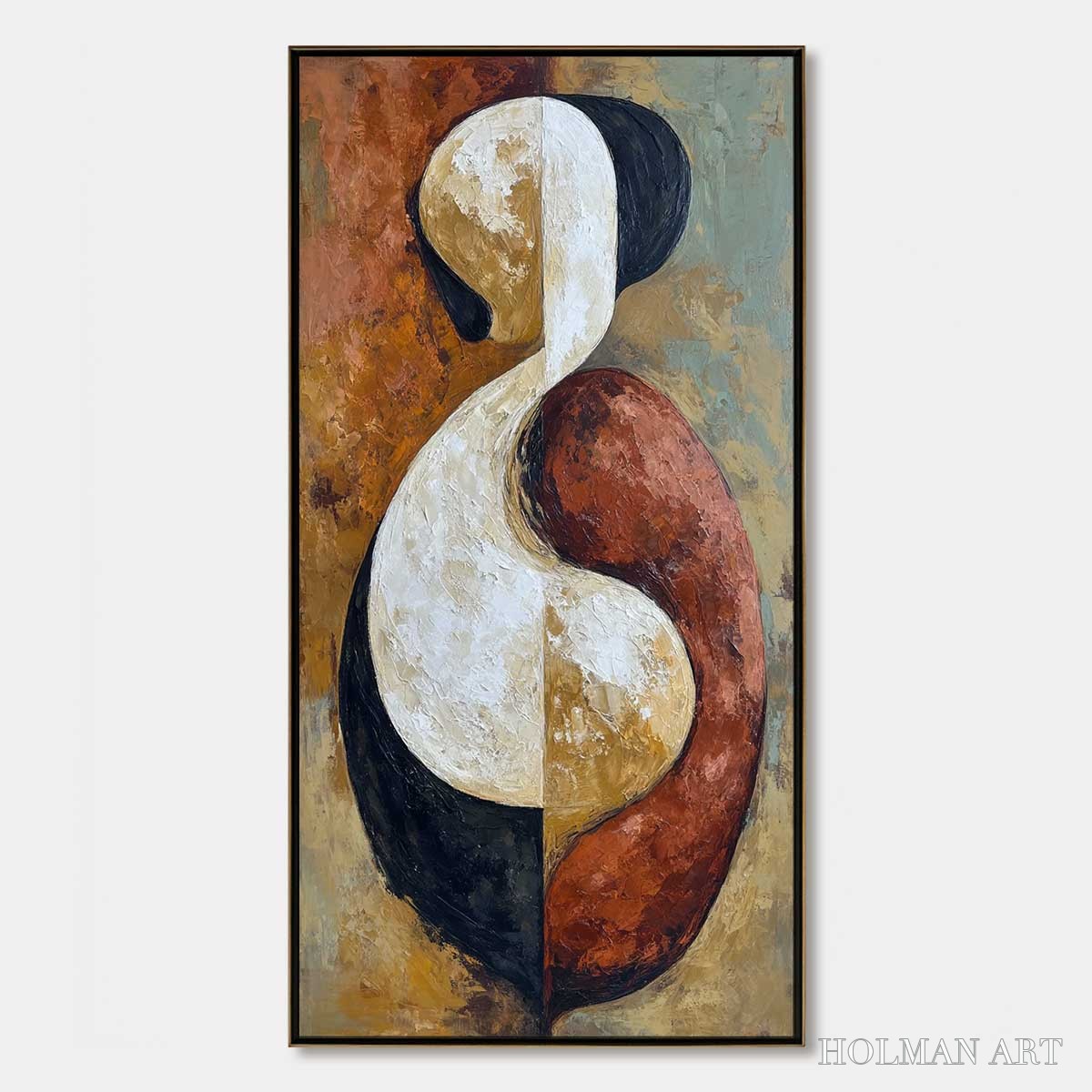 HOLMAN ART Unity – Textured Abstract Figurative Oil Painting of Embracing Forms - image 1