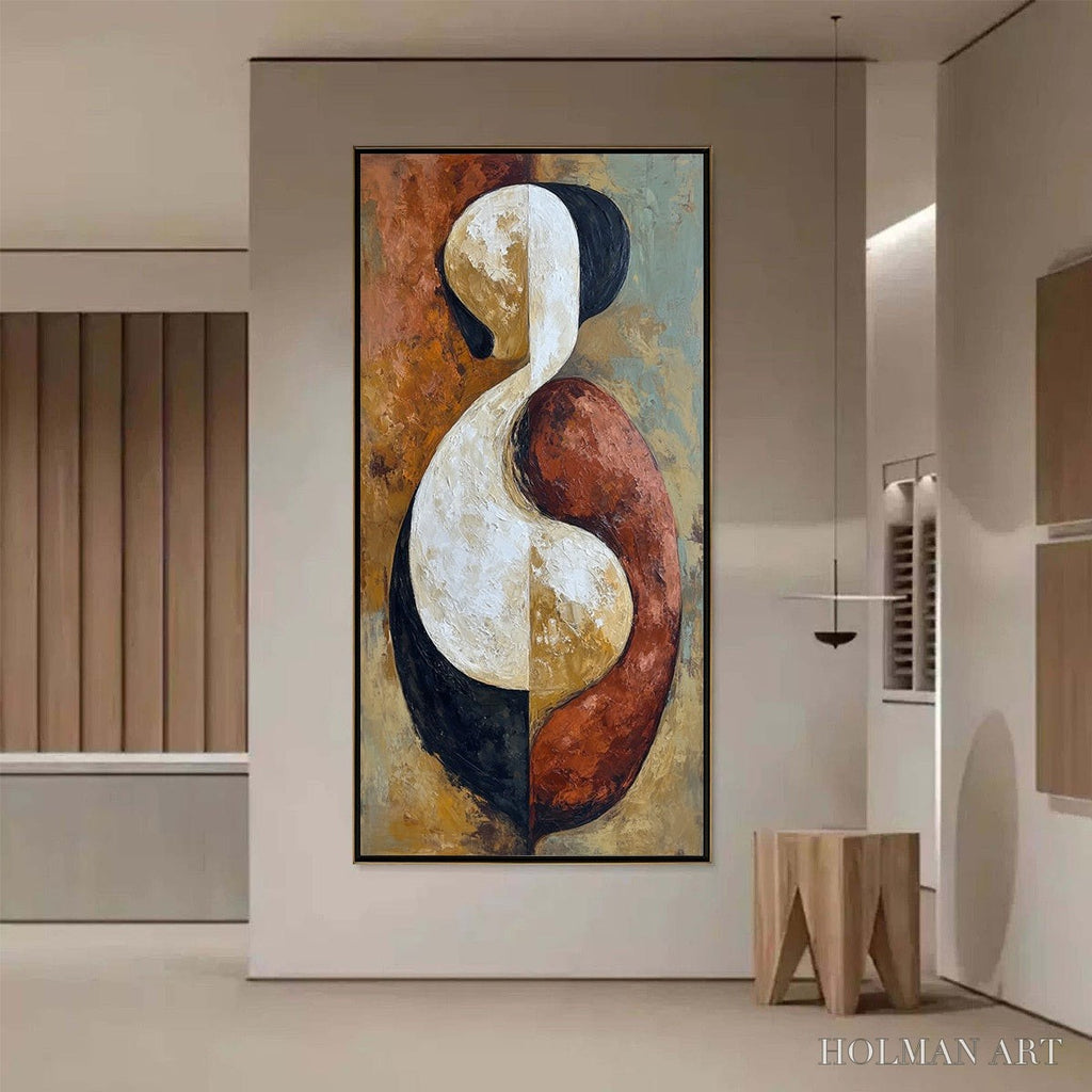 HOLMAN ART Unity – Textured Abstract Figurative Oil Painting of Embracing Forms - image 4