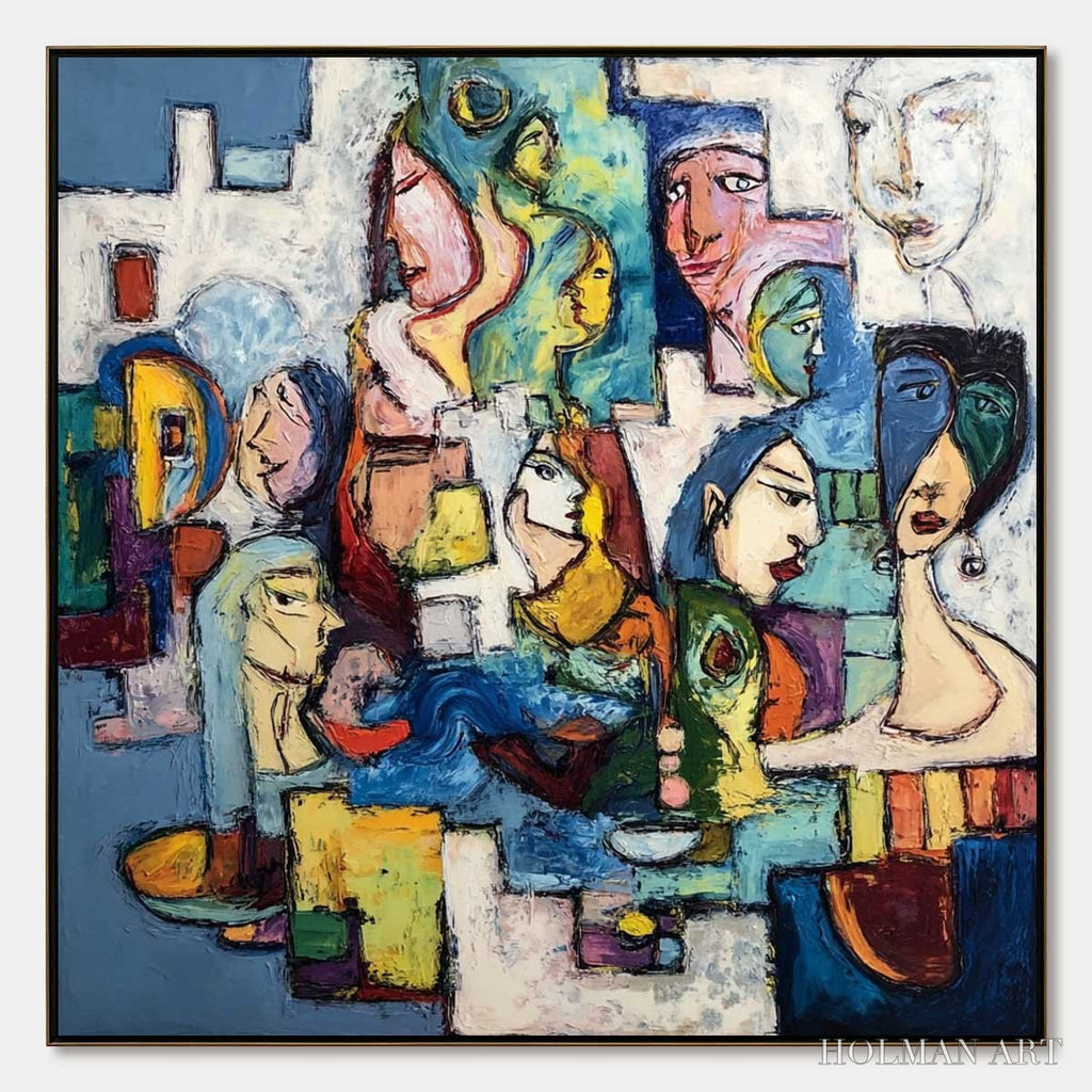 HOLMAN ART Conversations – Colorful Abstract Figurative People Painting - image 1