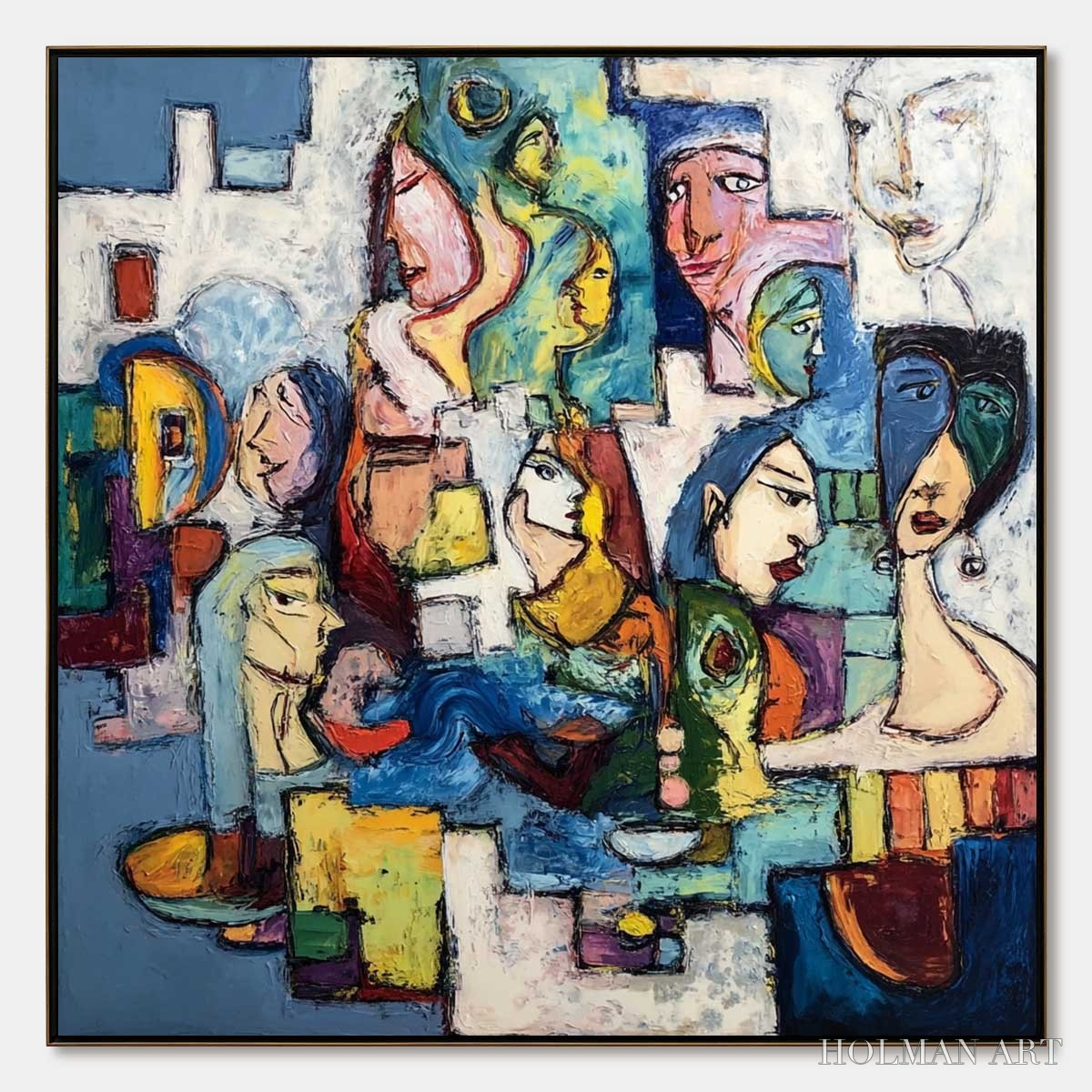 HOLMAN ART Conversations – Colorful Abstract Figurative People Painting - image 1