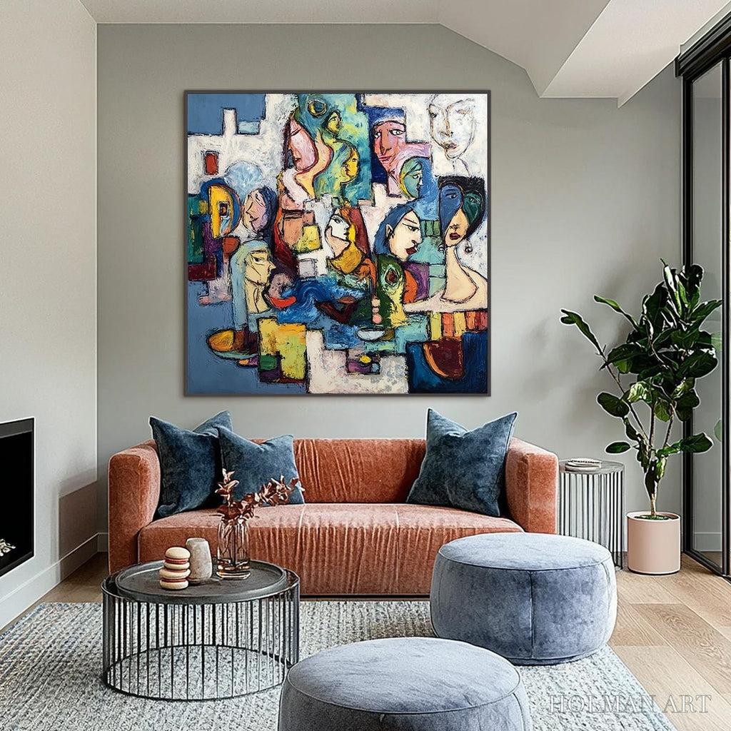 HOLMAN ART Conversations – Colorful Abstract Figurative People Painting - image 2