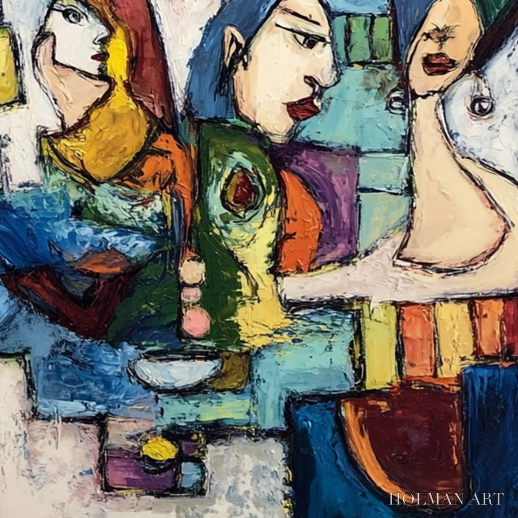 HOLMAN ART Conversations – Colorful Abstract Figurative People Painting - image 3