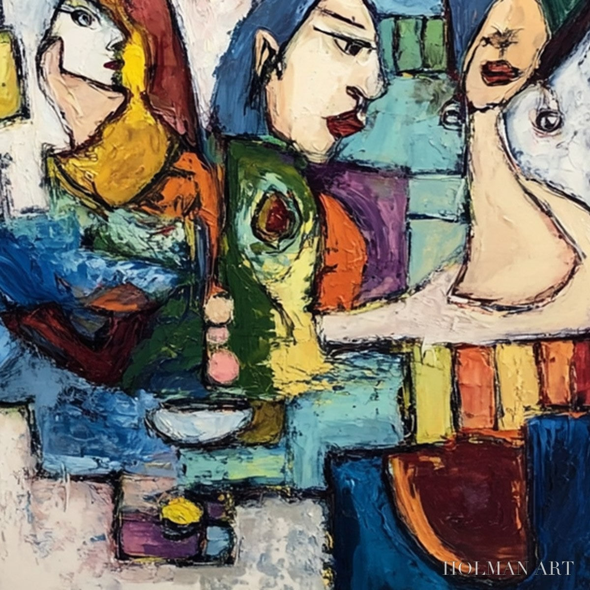 HOLMAN ART Conversations – Colorful Abstract Figurative People Painting - image 3