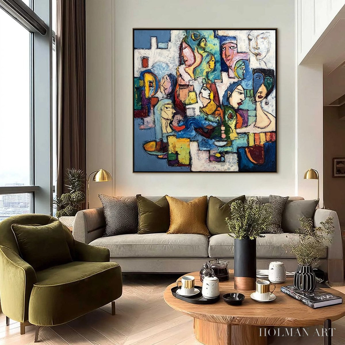HOLMAN ART Conversations – Colorful Abstract Figurative People Painting - image 6