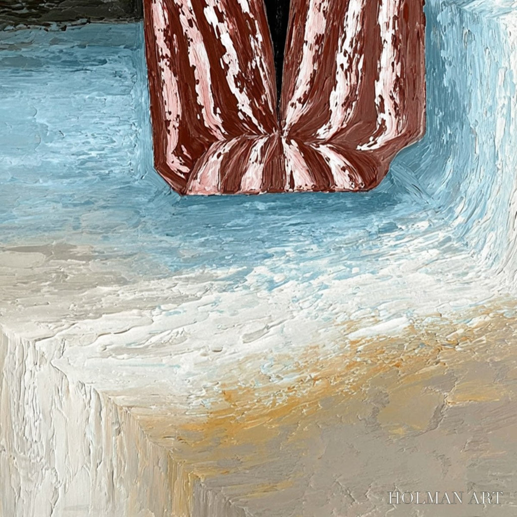 HOLMAN ART Seaside Reverie – Textured Abstract Figurative Painting by the Sea - image 5