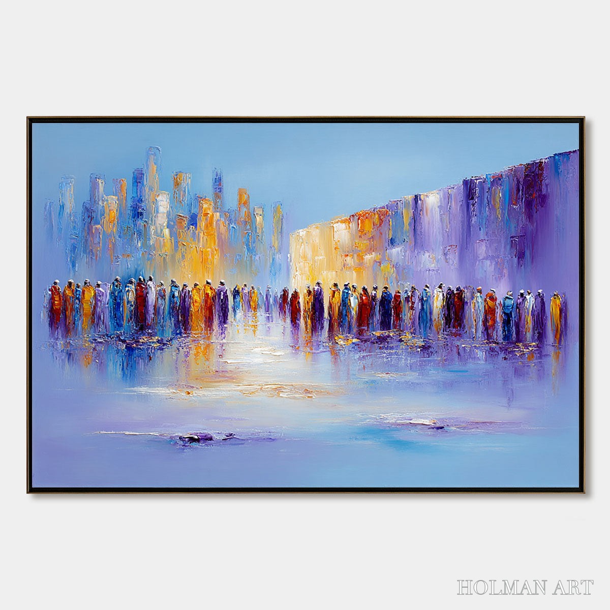 HOLMAN ART Convergence – Abstract Figurative Cityscape Palette Knife Painting - image 1